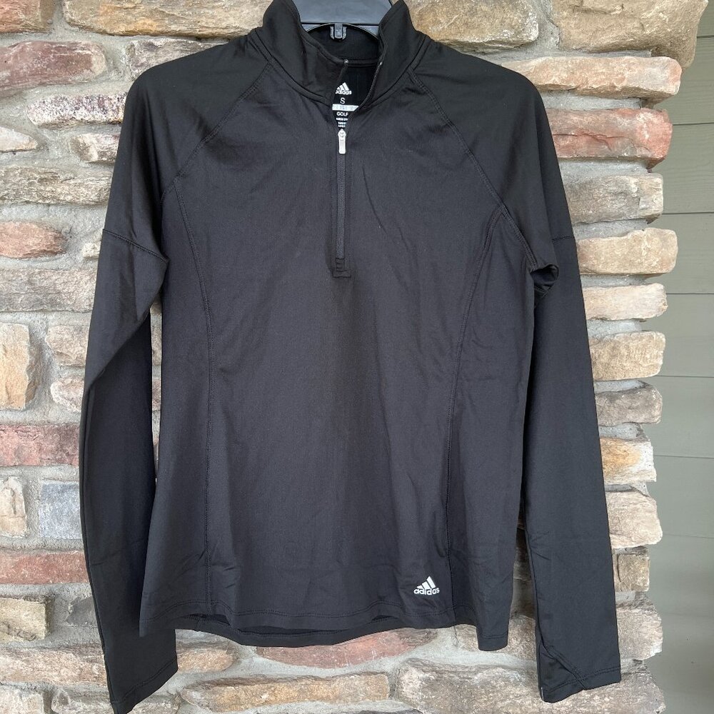 adidas  Women's 230G Fleece 1/4 Zip LS Pullover Golf Top Small Medium Black NWT